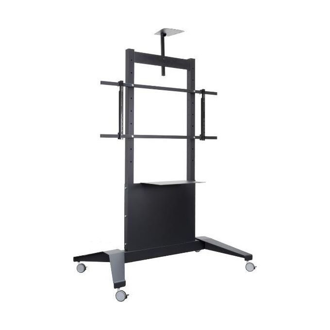 ITB OM07146 Carrello Trolley XXL VESA Max Supporto per Monitor 55-100 pollici Portata 120 Kg Regolabile in Altezza con Ruote Piroettanti e Freno colore Nero