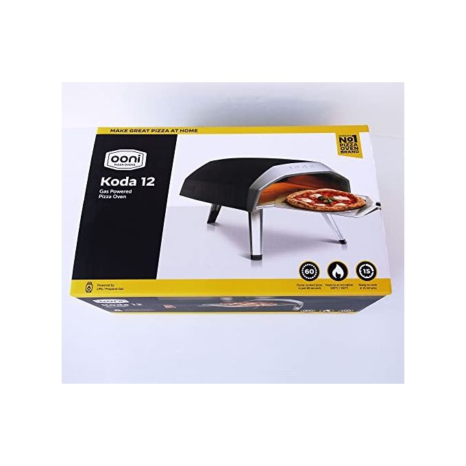 Ooni UU-P07000 Koda 12 Forno a gas portatile per pizza temperatura massima 500 °C tempo preriscaldamento 15 minuti cottura in 60 secondi (59.2x39.5x29.5 cm) colore Nero