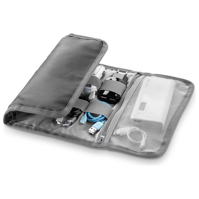 Cellularline astuccio porta accessori big, organizer universale per cavi auricolari caricabatterie powerbank, materiale sintetico, grigio