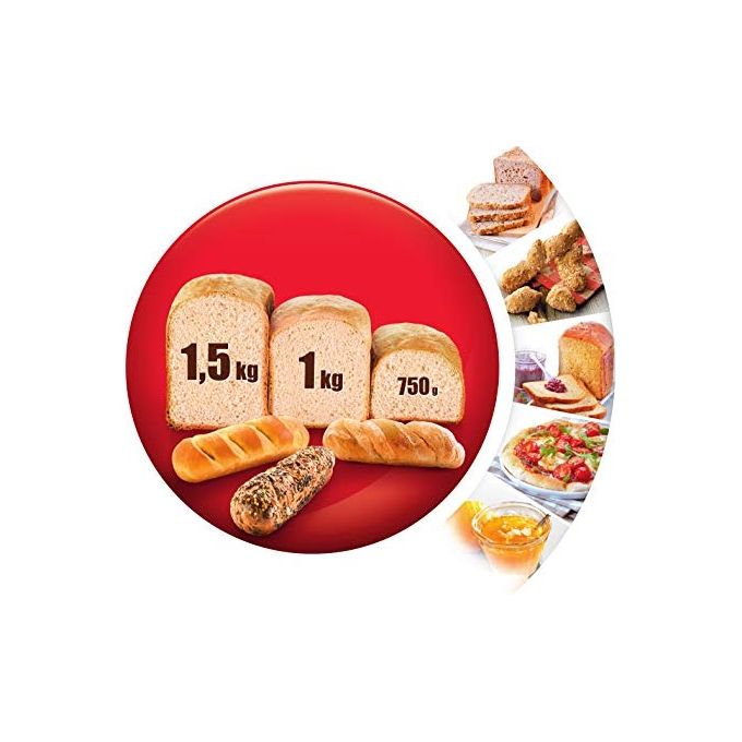 Moulinex OW6101 Home Bread Baguette Macchina del Pane 16 Programmi 1650W 1.5 Kg Timer 15h colore Bianco