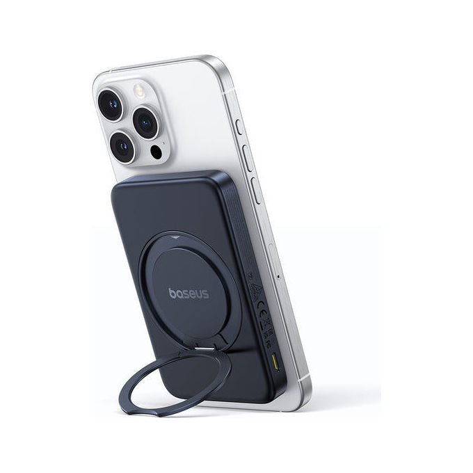 Baseus P10076802123-00 PicoGo Qi2 Power Bank Magnetico 5000mAh 20W USB-C con Supporto Rotante colore Nero