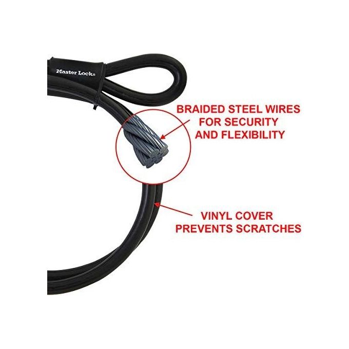 Master Lock 49EURD Cavo con Passanti Acciaio Intrecciato Nero 3mt