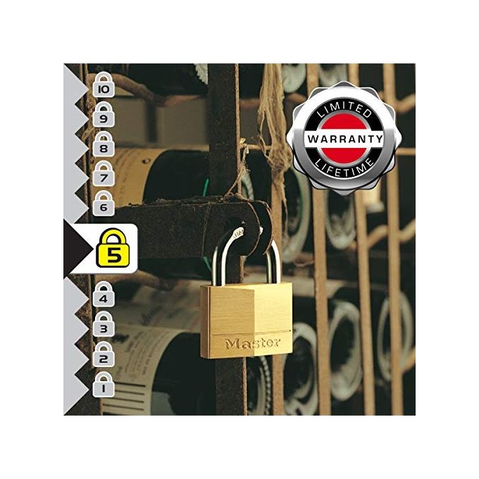 Master Lock 140EURSIX Confezione da 6 Lucchetti con Chiavi in Ottone Oro 6x4x1.3cm
