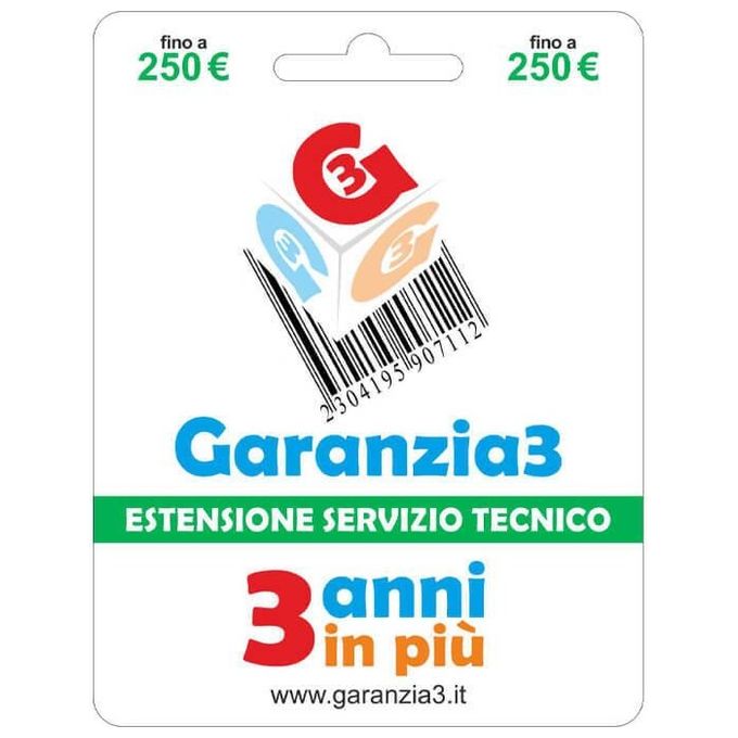 Garanzia3 Estensione di servizio tecnico 3 anni in piu' con massimale di copertura a 250 euro