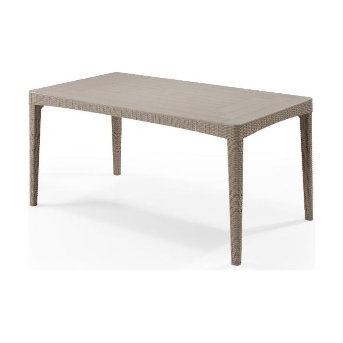 Keter 232032 Girona Tavolo da Giardino Rettangolare Resina Effetto Vimini 160x90 cm 6 Posti colore Cappuccino