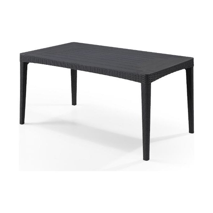 Keter 233563 Girona Tavolo da Esterno in Polipropilene Effetto Rattan 160x90x74 cm 6 Posti colore Graphite