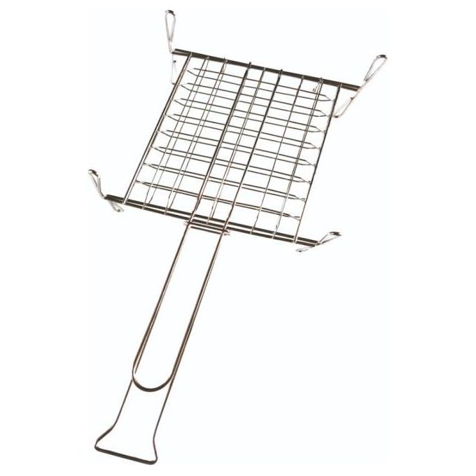 Sandrigarden 7912010 Graticola Doppia per Barbecue con Piedini Acciaio Cromato Modello Piccolo 22x27 cm