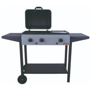 Sandrigarden AMERICA Barbecue a Gas 2 Fuochi e Piastra 7.5 kW Accensione Piezoelettrica Griglia 68x34 cm colore Grigio