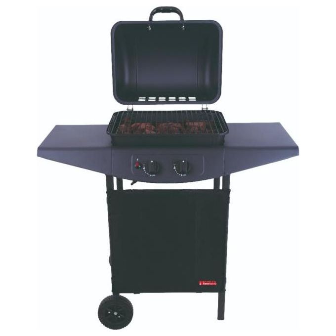Sandrigarden ARGENTINA Barbecue a gas 2 bruciatori in acciaio inox 5 kW con ripiani laterali e ruote colore Nero