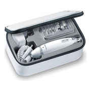 Beurer MP 62 - KIT_ manicure e pedicure combinato, 10 velocita', 10 accessori professionali, alimentazione a rete, luce LED integrata, custodia inclusa, Bianco