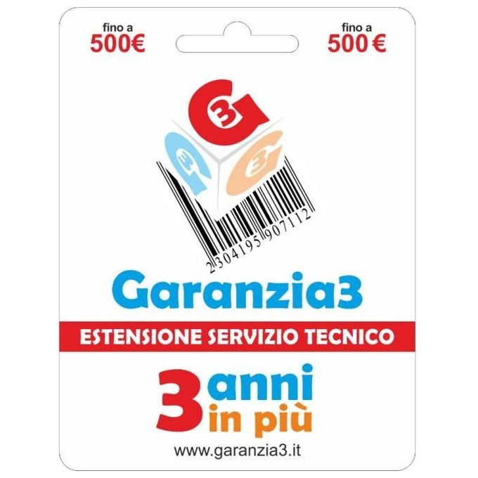 Garanzia3 Estensione di servizio tecnico 3 anni in piu' con massimale di copertura a 500 euro