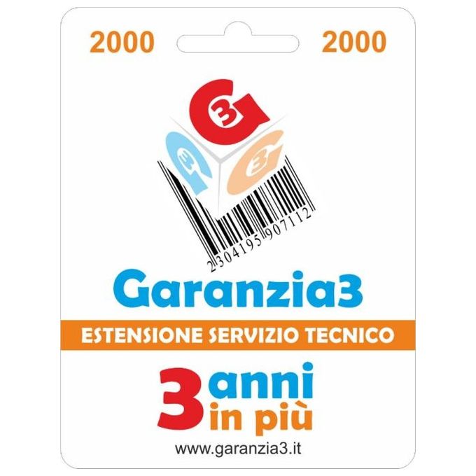 Garanzia3 Estensione di servizio tecnico 3 anni in piu' con massimale di copertura a 2000 euro