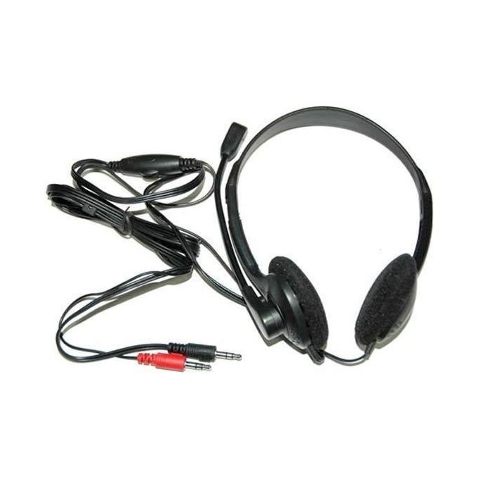LINK MG08719 Cuffia Stereo Multimediale PC con Microfono ad Asta Cablata Dual Jack 3.5 mm Plug and Play colore Nero