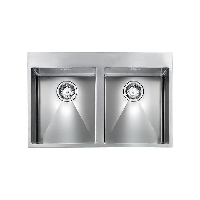 CM 012048XCSSP Filoraggiato Mix Lavello da Incasso 2 Vasche 77 x 50 cm Acciaio Inox Satinato colore Acciaio
