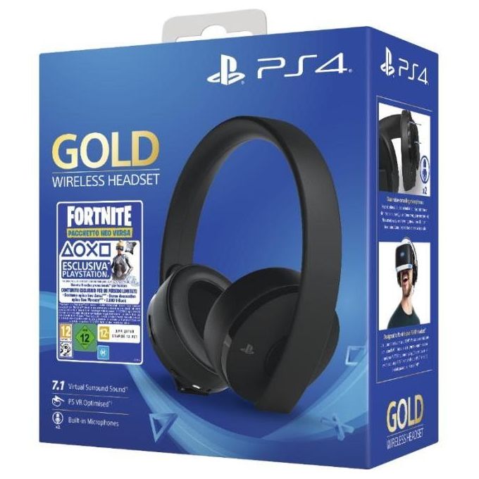 Sony Cuffie Gaming Gold Wireless Headset PS4 Playstation 4 + Fortnite Voucher 2000 V-Bucks e Neo Versa Outfit