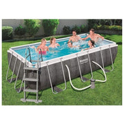 Bestway 56722 Piscina Power Steel Rettangolare 412x201x122 cm colore Rattan grigio scuro con pompa filtro