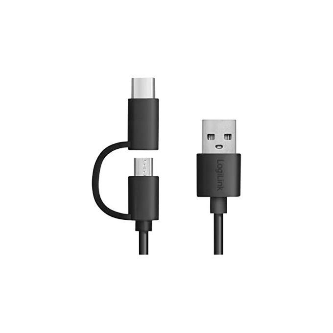 Logilink Power Bank 10000 mAh 1 Usb-A QC (QuickCharge 3.0) e 1 Usb-C PD (Power Delivery 2.0) con cavo 2 in 1 Nero