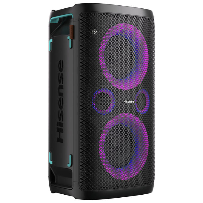 Hisense Party Storm altoparlante Bluetooth 300W, cassa festa portatile, karaoke, impermeabile IPX4, ricarica wireless, 15 ore autonomia, nero
