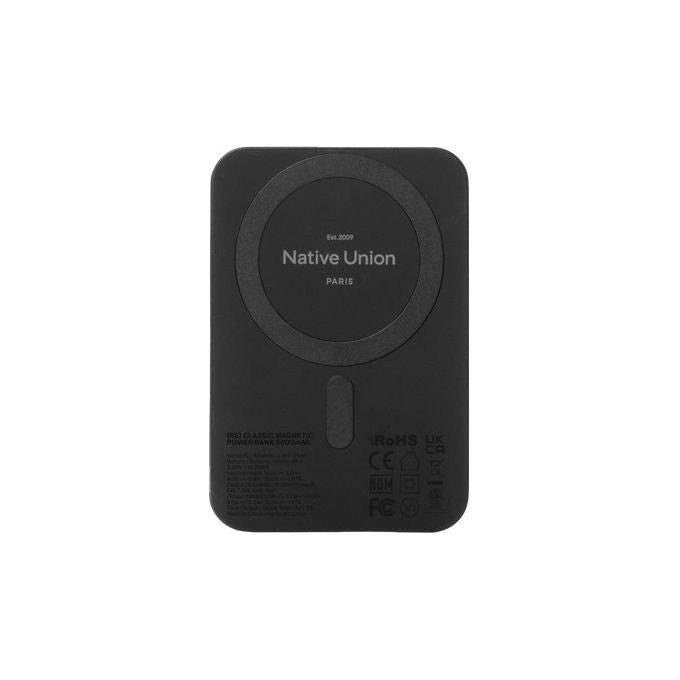 Native Union PB-5KMS-BLK-Q2 (Re)Classic Power Bank Magnetico Qi2 5000 mAh Ricarica Wireless 15W USB-C PD 20W colore Nero