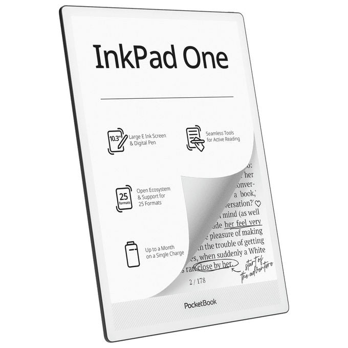 PocketBook, Inkpad One, E-reader 10.3'', Penna attiva, SMARTlight, Audiolibri Bluetooth, Telaio in alluminio