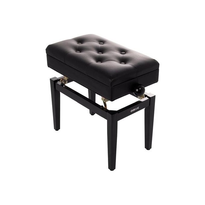 QUIK LOK PB-106 BK L Panca per Pianoforte Regolabile in Altezza da 46 a 55 cm con Seduta Imbottita in Ecopelle Effetto Bottolato e Vano Porta Spartiti colore Nero