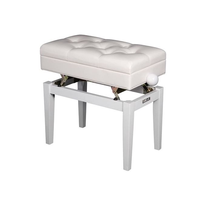 QUIK LOK PB-106 WH L Panca per Pianoforte Regolabile in Altezza da 46 a 55 cm con Seduta Imbottita e Vano Porta Spartiti colore Bianco