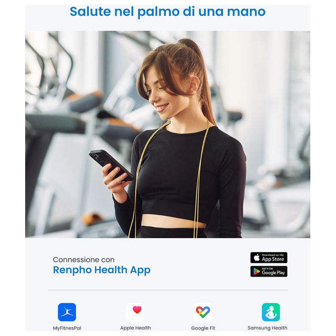 Renpho Elis Solar 2, Bilancia Pesapersone Intelligente, Nera, Vetro ITO