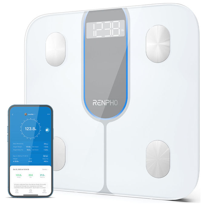 Renpho, Bilancia Pesapersone Intelligente Elis 1C, Bluetooth, WiFi, Impedenziometria, Bianco