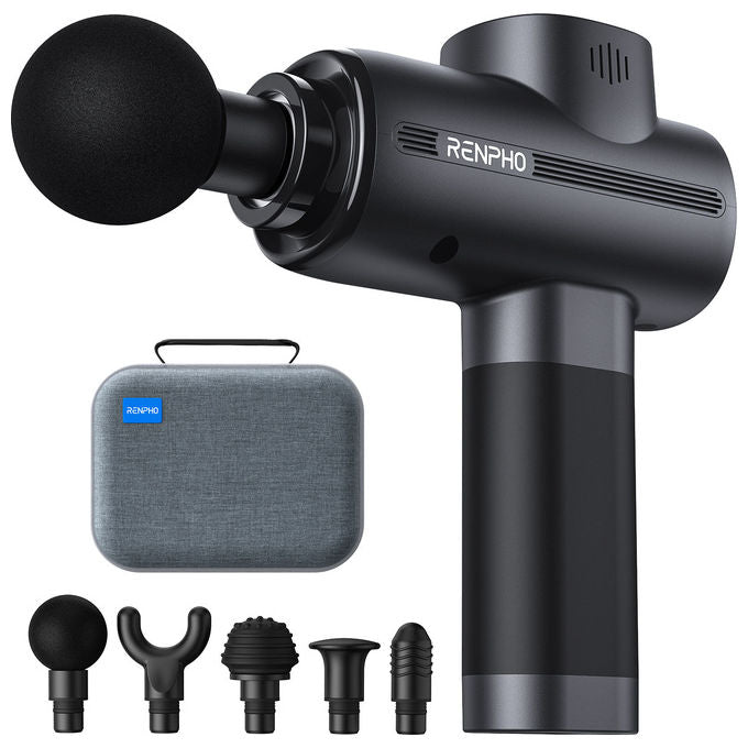 Renpho PEU-R-C003-BK Active Massage Gun Pistola Massaggiatore Muscolare 5 Testine 3200 rpm 40 dB Ricarica USB Type-C colore Nero