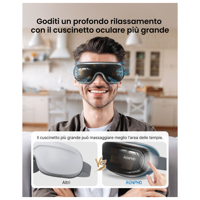 Renpho, Massaggiatore Occhi Eyeris 3, Controllo Vocale, Maschera Gel Raffreddante, Bluetooth