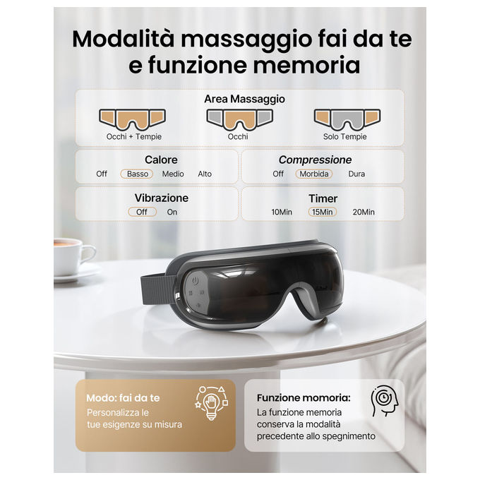 Renpho, Massaggiatore Occhi Eyeris 3, Controllo Vocale, Maschera Gel Raffreddante, Bluetooth