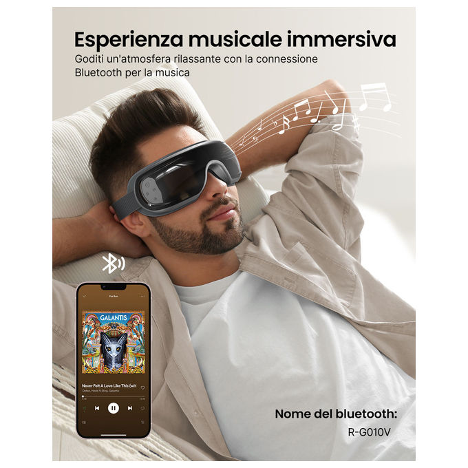 Renpho, Massaggiatore Occhi Eyeris 3, Controllo Vocale, Maschera Gel Raffreddante, Bluetooth