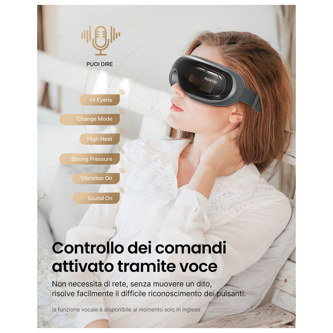 Renpho, Massaggiatore Occhi Eyeris 3, Controllo Vocale, Maschera Gel Raffreddante, Bluetooth