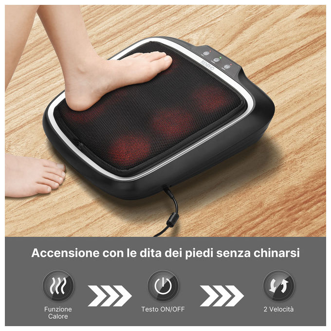 Renpho, Massaggiatore Shiatsu per Piedi con Calore, Telecomando, Calzari Lavabili
