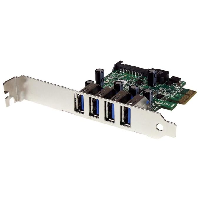 StarTech.com Adattatore scheda controller PCI Express PCIe SuperSpeed USB 3.0 (5Gbps) a 4 porte con UASP Alimentazione SATA (PEXUSB3S4V) 4 Ext