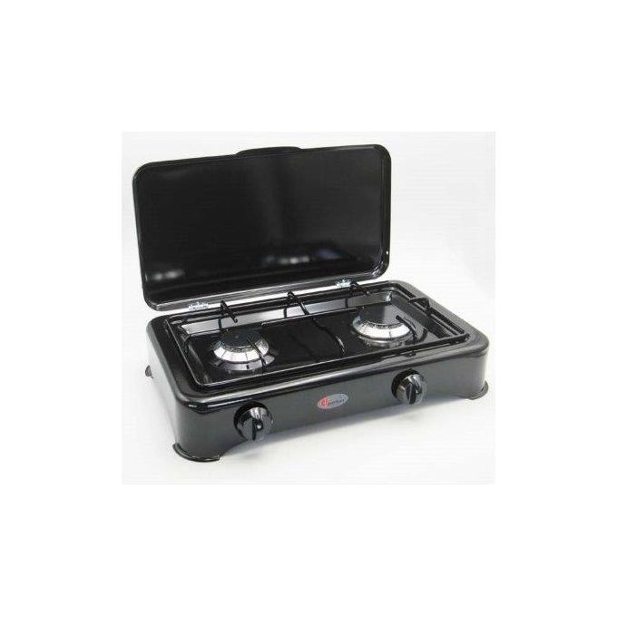CFParker 5326NGP Fornello a Gas 2 Fuochi 1,50 + 2,00 kW Alimentazione GPL Griglia Acciaio Smaltato colore Nero