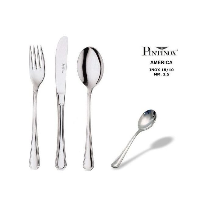 PINTINOX 22400005 America Forchetta Frutta Acciaio Inox 18-10 Spessore 2,5 mm Confezione 12 Pezzi colore Argento