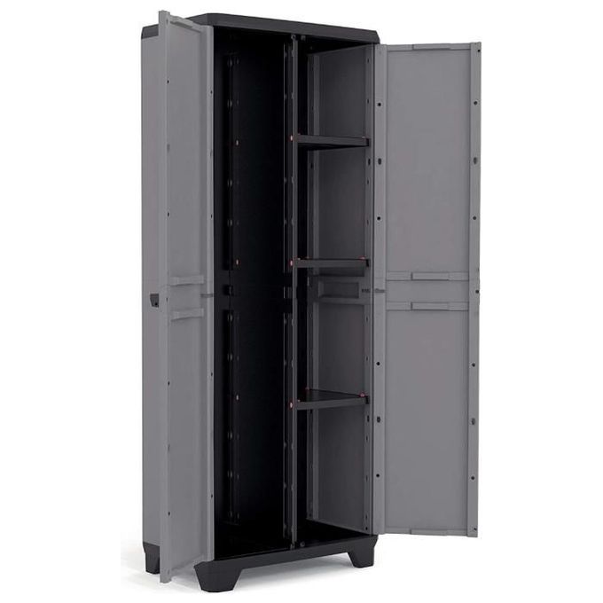 Keter 9722000 0615 Stilo Armadio Portascope Resina 3 Ripiani Regolabili Uso Esterno 68x39x173 cm colore Grigio
