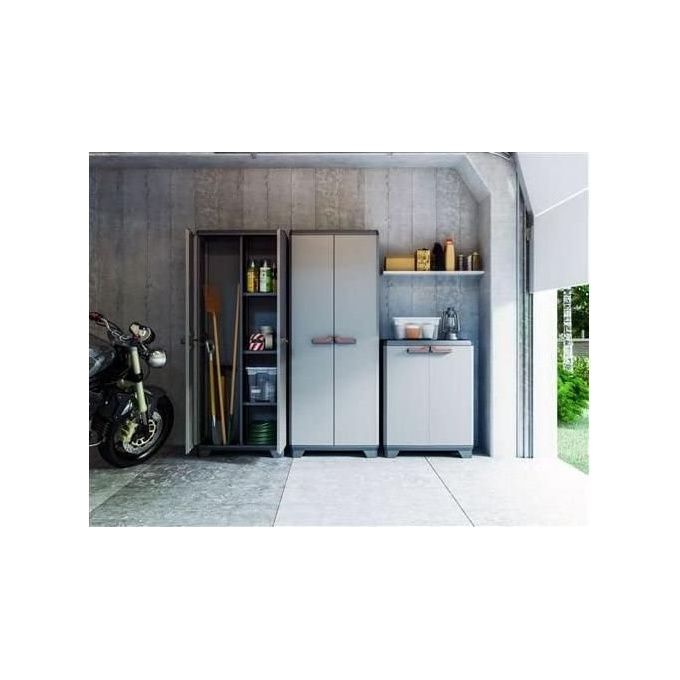 Keter 9722000 0615 Stilo Armadio Portascope Resina 3 Ripiani Regolabili Uso Esterno 68x39x173 cm colore Grigio