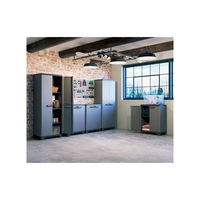 Keter 9722000 0615 Stilo Armadio Portascope Resina 3 Ripiani Regolabili Uso Esterno 68x39x173 cm colore Grigio