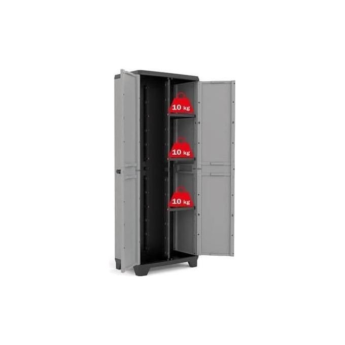 Keter 9722000 0615 Stilo Armadio Portascope Resina 3 Ripiani Regolabili Uso Esterno 68x39x173 cm colore Grigio