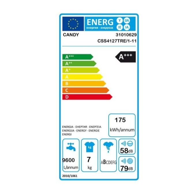 Candy CSS4127TRE-1-11 Smart Lavatrice Slim Frontale 7 Kg 1200 rpm Classe D NFC Vapore (85x60x45 cm) colore Bianco