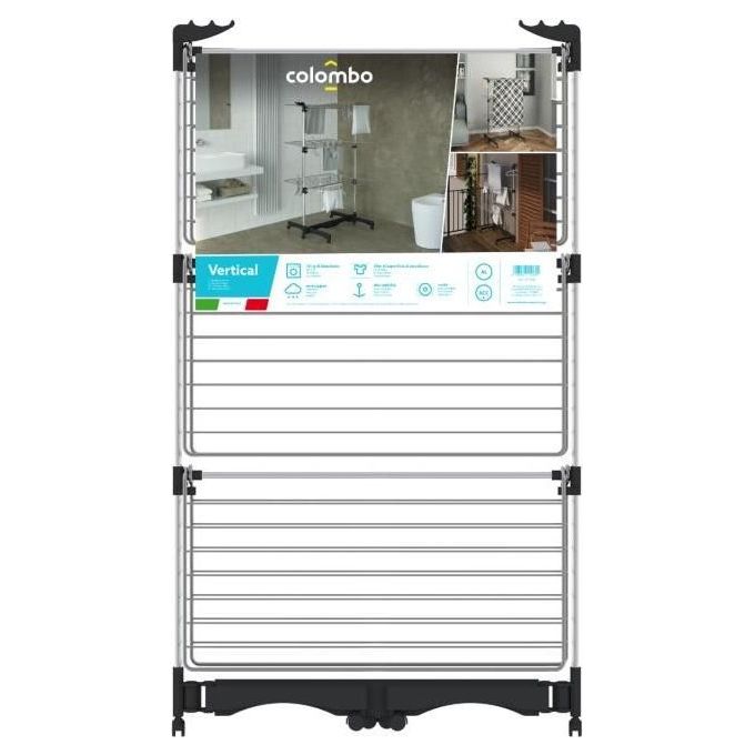 Colombo Stendibiancheria Vertical 40 In Alluminio Modulabile Con Porta Grucce Antiruggine Per Spazio Efficiente