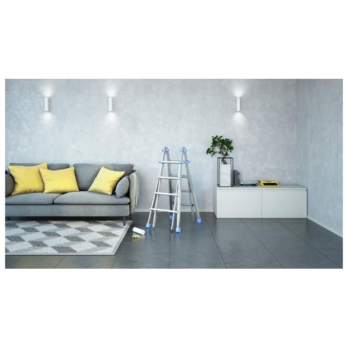Colombo New Scal EIFFEL 4+4 Scala Telescopica Pieghevole in Alluminio Altezza Max 3.6 m 10 gradini Portata 100 Kg colore Acciaio inox