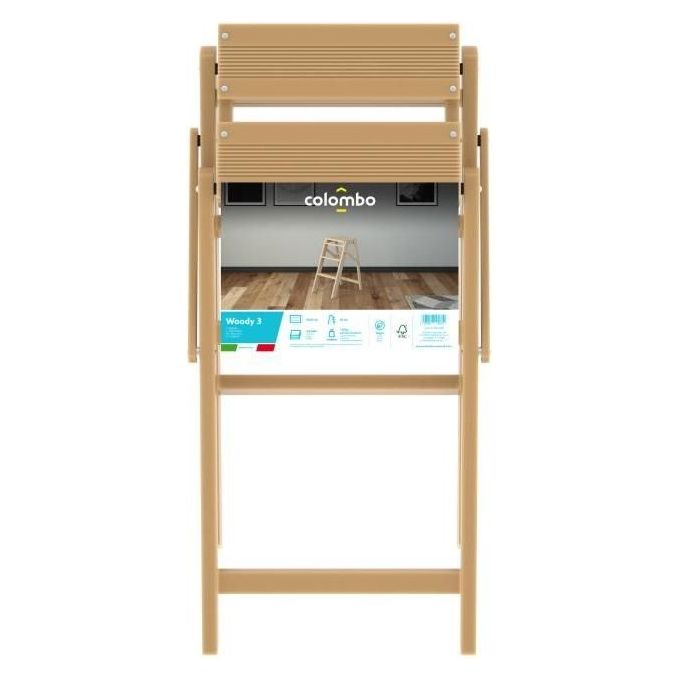 Colombo 8003186104601 Woody Sgabello Pieghevole 3 Gradini Legno Faggio FSC Portata 120 Kg colore Faggio