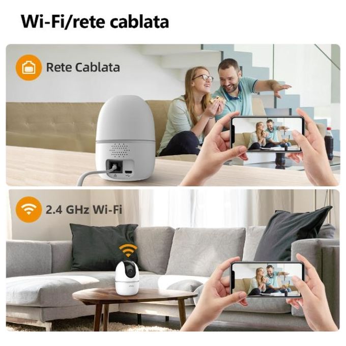 Imou Telecamera Wi-Fi Interno, 1080P Telecamera IP di Sorveglianza, Tracciamento del Movimento con Sirena, Baby Monitor con AI Rilevamento Umano, Audio Bidirezionale and Visione Notturna - A1 2mp 1920x1080p