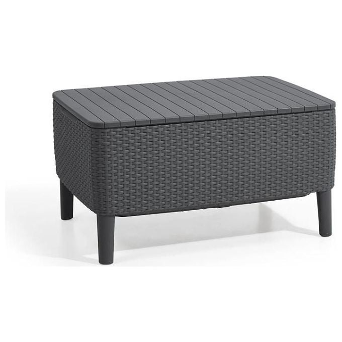 Keter 253220 Salemo Salottino da Esterno 4 Posti Divano 2 Poltrone Tavolino Polipropilene Effetto Rattan colore Grafite