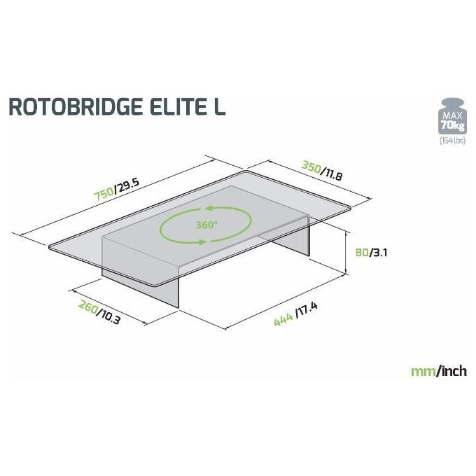 Meliconi Rotobridge Elite L Supporto in Metallo e Vetro Temperato per Televisori e Accessori Mobili TV