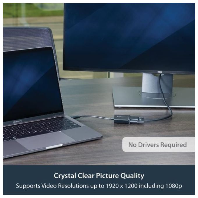 StarTech.com CDP2VGA Adattatore USB-C a VGA Convertitore Video 1080p Risoluzione 1920x1200 Pixel 1 Display Supportato USB 3.2 Gen 1 colore Nero