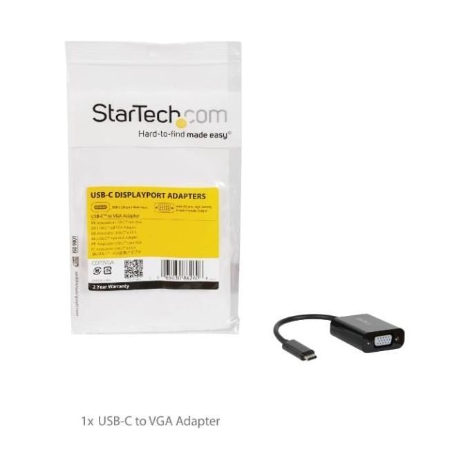 StarTech.com CDP2VGA Adattatore USB-C a VGA Convertitore Video 1080p Risoluzione 1920x1200 Pixel 1 Display Supportato USB 3.2 Gen 1 colore Nero